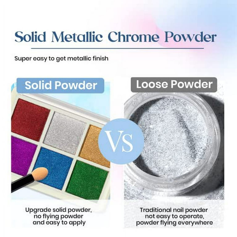 Laser Solid Mirror Chrome Nail Powder,Gold Sliver Chrome Nail Powder  Palette Nail Pigment Powder,Rose Pink Metallic Mirror Effect Chrome Powder  for
