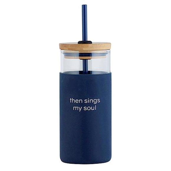 CB Gift 160493 18 oz Then Sings My Soul Glass Tumbler with Bamboo Lid & Straw