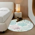 thumbnail image 3 of Round Rugs 3.3 Ft, Ocean Coastal Non Slip Area Rugs for Kitchen Bedroom Entryway, Sage Green Turquoise Coral Shell Starfish Washable Carpet Runner Rug Floor Mats for Bedroom Home Decor, 3 of 9