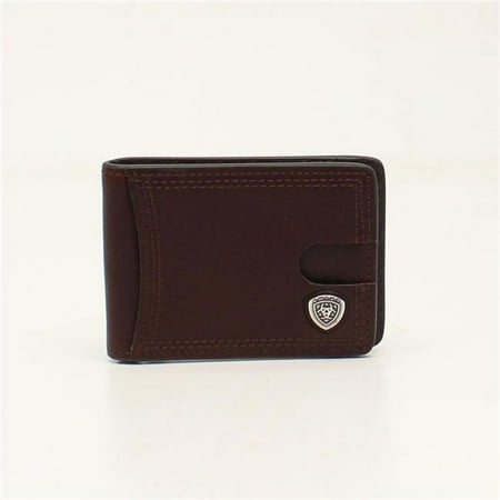 Ariat A3545102 Mens Shield Bifold Money Clip Concho Wallet, Brown