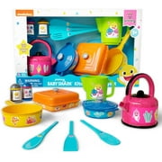Lollipop Baby Shark Cooking Adventure Set: Play Kitchen with Pots, Pans, Utensils, Measuring Cup, Tea Kettle, Salt, and Pepper Shaker - Great Kids Kitchen Playset