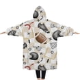 thumbnail image 2 of Oversized Wearable Blanket Hoodie,Football Equipment Checkered Pattern Sherpa Blanket Hoodie with Super Pockets,Super Warm Fuzzy Pullover for Women & Men, 2 of 6