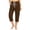 Brown, variant on Nhthy Women's Drawstring Elastic Waist Linen Blend Capri Pants, Loose Cargo Style 7/8 Cropped Trousers with Multi Pockets for Outdoor Hiking Wine L