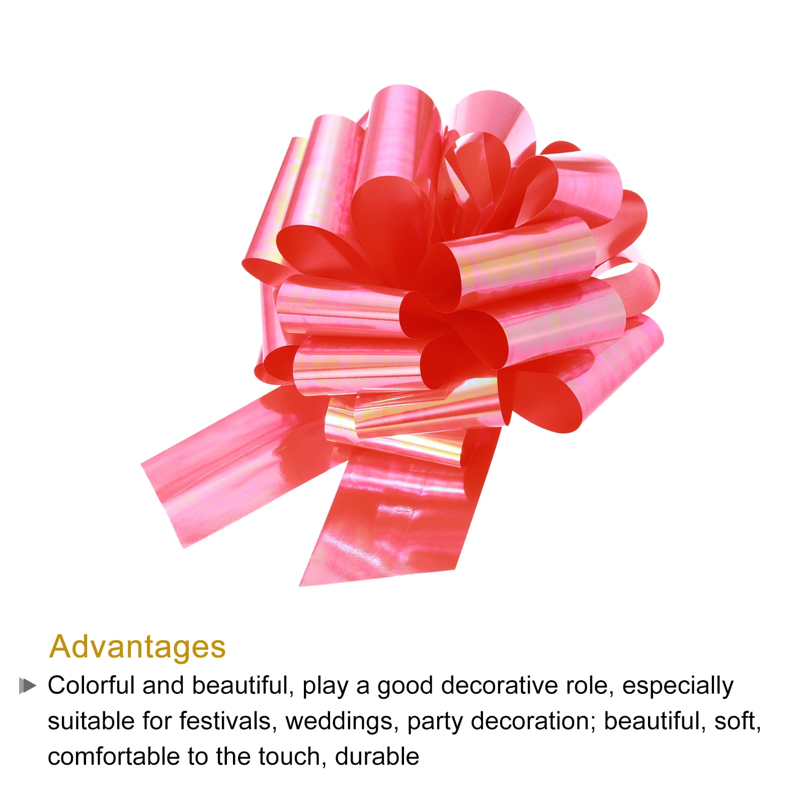 Uxcell Metallic Large Big Pull Bow Gift Wrapping Bows Ribbon for Wedding Car Presents Christmas Colorful Red 10 inch