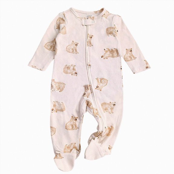 enyan Baby Outfits Boy Girl Footie Pajamas Baby Two-Way Zipper Footed Sleep N Play Sleepwear Onesie Pjs for Newborn Boys Girls(Khaki,6-9 Months)