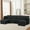 Black-U, variant on ACMEASE 110” Chenille 4 Seats Sofa W/2 Movable Ottoman, Modern Fabric U-Shaped Couch with Soft Backrest, Upholstered Sectional Sofa with Armrest Pillows for Living Room, Office, Blue