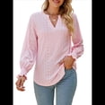 thumbnail image 1 of Camisa Informal de Larga con Cuello en V para Mujer Rosa L, 1 of 10