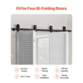 thumbnail image 2 of VEVOR Bi-Folding Sliding Barn Door Hardware Track Kit, 64" Top Mount Track Kit, Slide Smoothly & Quietly, Heavy Duty, Easy to Install, Suitable for Four 15" Closet Pantry Laundry Doors (Not Included), 2 of 9