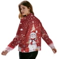 thumbnail image 3 of COEQINE Women's Short Bomber Jacket Lightweight Trendy Motorcycle Jackets Zip Up Cropped Moto Biker Coats with Pockets, 2025 Varsity Shacket Coats, X-Large, Cute Snowman Christmas Tree Red, 3 of 7