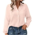 thumbnail image 2 of VgaVtl Collared Women Shirts Long Sleeve Fall Winter Womens Plus Size Tops Pink Leisure Dressy Button Down Solid Color Shirts,XL, 2 of 6