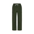 thumbnail image 4 of Men's Work Pants Men's And Linen Elastic Waist Blended Breathable Comfortable Soft Cargo Pocket Casual Trousers Full Length Pants Work Pants for Men Plus Size Army Green 3XL, 4 of 7