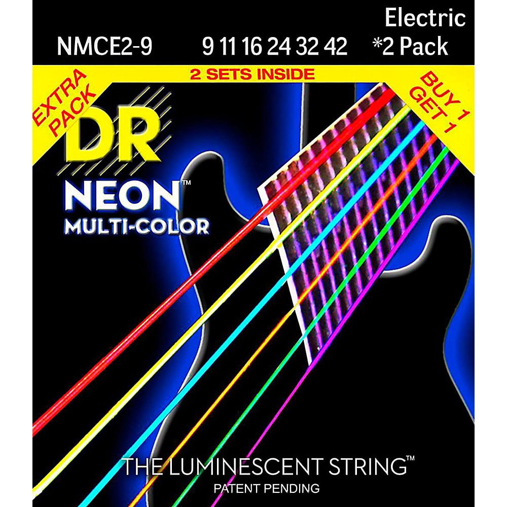 DR Strings HiDef NEON MultiColor Light Electric Guitar Strings (942