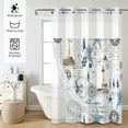 thumbnail image 3 of Mizhona Nautical Coastal No Hook Shower Curtain with Snap in Liner,Seahorse Hookless Bath Curtain,71"× 83", 3 of 6