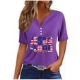thumbnail image 2 of Fiudx Ofertas Relámpago Blusa de Manga Corta Estampada a La Moda para Mujer, Blusas Informales con Cuello En V, 2 of 4