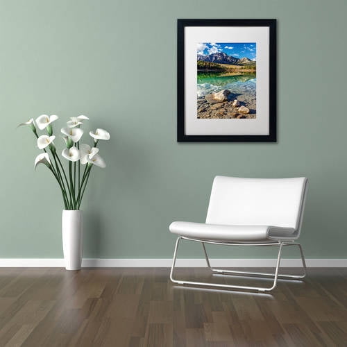 Trademark Fine Art 'Pyramid Mountain Reflection' Canvas Art by Pierre Leclerc, White Matte, Black Frame
