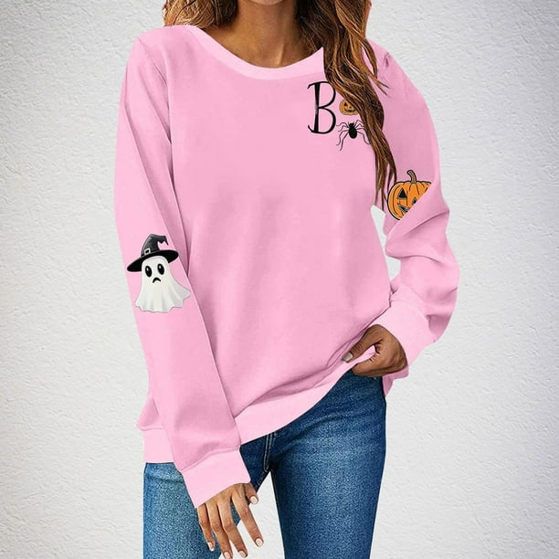 Heisall Womens Sweatshirts Halloween Print Long Sleeve Round Neck Loose 2025 New Arrival Fashion Casual