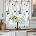 thumbnail image 6 of Green Brown Diamond Swag Valances for Windows, Kitchen Curtains 36 Inch Length 2 Panels Set, Modern Geometric Middle Century Short Curtains for Small Windows Rod Pocket Cafe Curtains Drapes 28"x36", 6 of 8