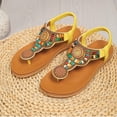 thumbnail image 2 of FRSASU Women's Bohemian Flat Sandals Wide Width Comfort Walking Non Slip on Casual Dress Elastic Strap Summer Beach Boho Flats Yellow, 2 of 8