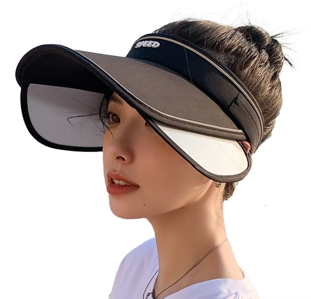 Sun Visor Hat for Women with Retractable Brim UV Protection Wide Brim