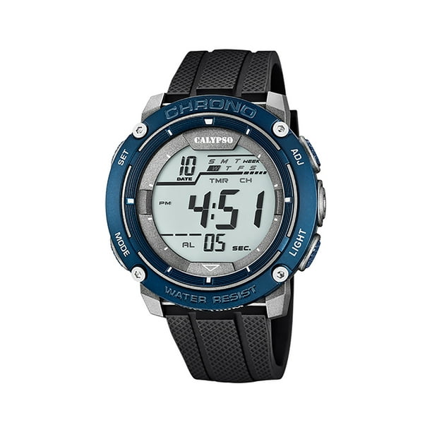 Calypso Digital Watch Light, Watch, Mens Time, Strap, Alarm, Day Rubber Calendar Chronograph Date 50mm / Digital Timer, Dual Sports