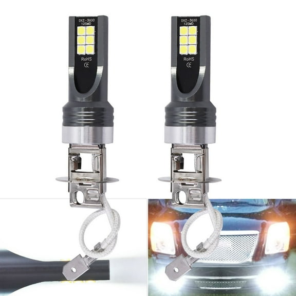 H3 LED Fog Lights Bulbs 6000K White Replacement for Turn Signal Lights , Brake Lights, Parking Lights, Tail Lights, DRL Driving Lamp (2 Pcs)