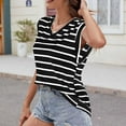 thumbnail image 4 of Yuzhih Cap Sleeve Tshirts for Women Fashion Summer Striped V Neck Tank Tops Baggy Comfy Tunic Tops 2024, 4 of 6