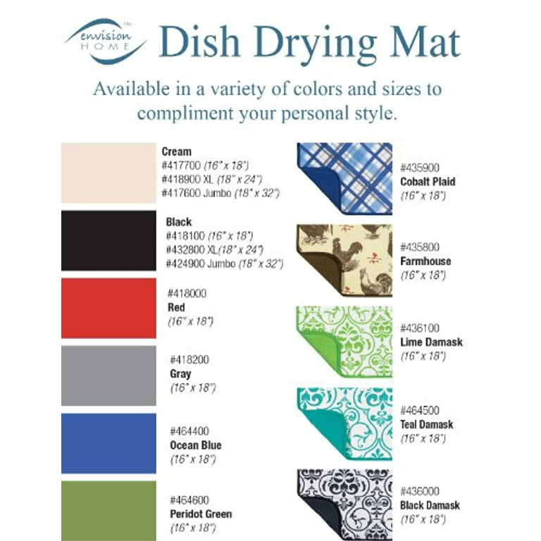 Envision Home Dish Drying Mat Black