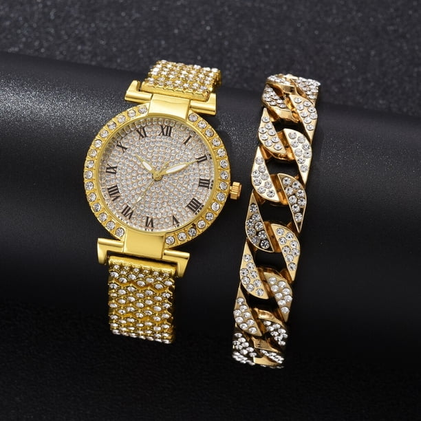 Relojes de diamantes para mujer, relojes de pulsera de oro para mujer, relojes de pulsera de marca de lujo con diamantes de imitación para mujer, relojes para mujer, reloj femenino Deng Xun unisex