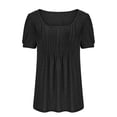 thumbnail image 4 of Dyegold Womens Tops Dressy Casual Summer Pleated Shirts For Women Summer Dressy Casual Empire Waist Tops Loose Fit Short Sleeve Square Neck Tunics Blouses, 4 of 6