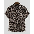 thumbnail image 4 of INCERUN Men's Sexy Fancy Leopard Print Short Sleeve Button Down Lapel Shirt Top, 4 of 7