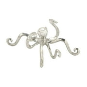 DecMode Polished Silver Finish Polystone Octopus Sculpture