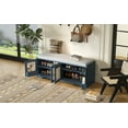 thumbnail image 2 of Youmumeub Rustic Wood Entryway Storage Bench with Removable Cushion, Antique Navy Shoe Bench with Woven Rattan Doors, 4-Door Cabinet with Adjustable Shelves, 2 of 22