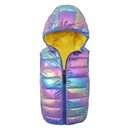 

nsendm Toddler Boys Girls Winter Coat Colourful Hooded Jacket Windproof Warm Outwear Vest Coats for Girls Coat Blue 5-6 Years