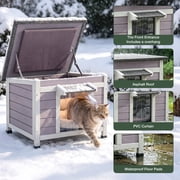 Aivituvin Outdoor Cat House with Insulated Liner Weatherproof Feral Cat Shelter for Winter