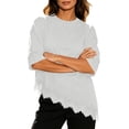 thumbnail image 6 of Women Lace Spandex Tops Blouse for Women Short Elbow Length Sleeve Loose Fit Basic Summer Fall Shirts 2026 Fashion, 6 of 9