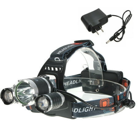 Elfeland 5000 Lumens LED Headlamp Headlight 3 x T6 LED Flashlight Torch Waterproof with US Charging Plug For Hiking Camping（Not Included Battery (Best 5000 Lumen Headlamp)
