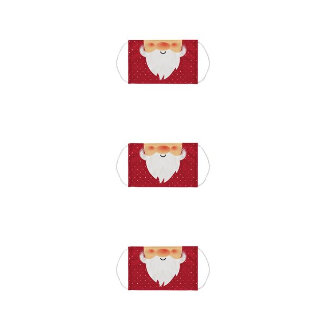 Transemion Christmas Themed Dust Mask Breathable Polyester Printing Face Mask with Elastic Ear Rope Type 4 Pattern 1 3Set