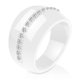 thumbnail image 1 of Anillo de cerámica en blanco y negro transparente romántico de lujo, joyería para mujer, accesorios, anillo de joyería de moda con cristal brillante, 7, blanco, 1 of 5