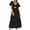 Black, variant on Youmylove Dresses for Women Solid V Neck Long Sleeve Puff Sleeve Dress Loose Swing
