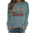 thumbnail image 1 of lcziwo Chandail pour Femmes Imprimé de Noël Laid Décontracté Col Rond Chandails Manches Longues Grande Taille Chandail à Enfiler Manches Longues Chandails Confortables Vert,TG, 1 of 4