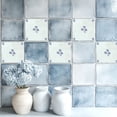 thumbnail image 4 of Mi Alma Blue Floral Tile Stickers - Removable Vinyl 4x4, 24 pcs, 4 of 7