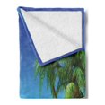 thumbnail image 2 of Ocean Soft Flannel Fleece Throw Blanket, Palm Tree Leaves in the Tropical Sand Beach Sea Landscape Graphic Print, Cozy Plush for Indoor and Outdoor Use, 60" x 80", Cream and Navy Green, by Ambesonne, 2 of 5