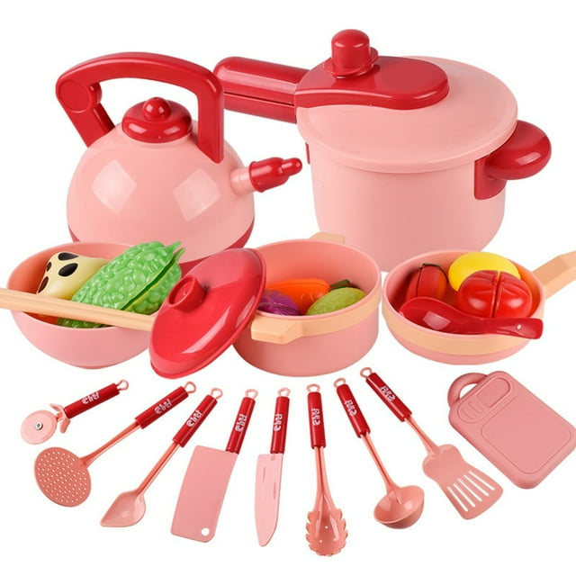 16PCS Kitchen Utensil Toy Spoon Pot Bowl Cookware Playset Utensil Pretend Toy