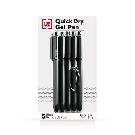 UPC: 0718103315715 | TRU RED Retractable Quick Dry Gel Pens Fine Point 0.5mm Blk TR54486