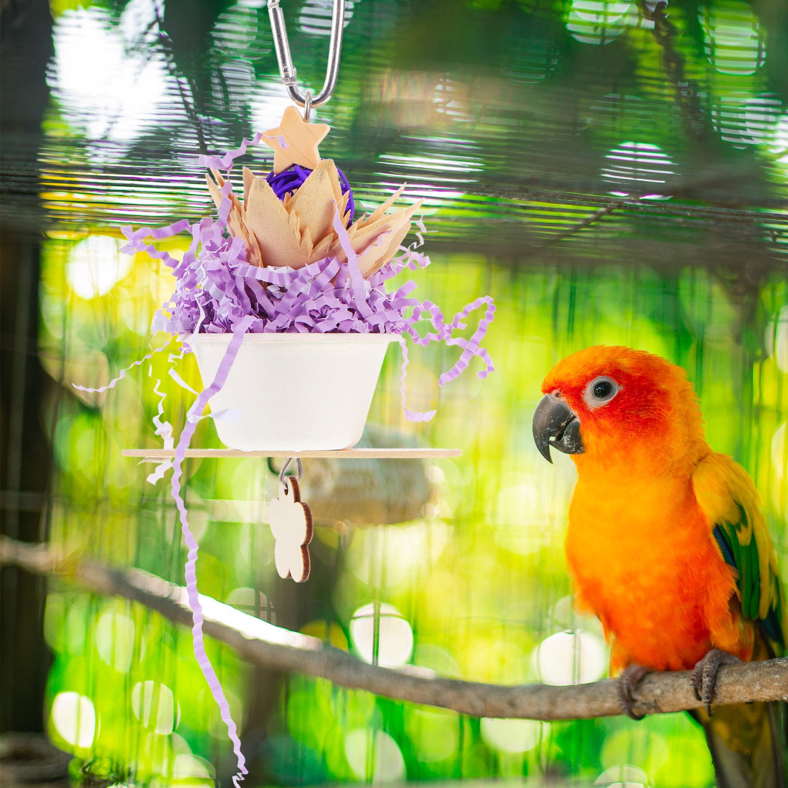 HAMPPLIES Parrot Bird Chew Toy, Hanging Cage Accessory, Wood Shredding Toy for Parakeet, Cockatiel, Small Birds