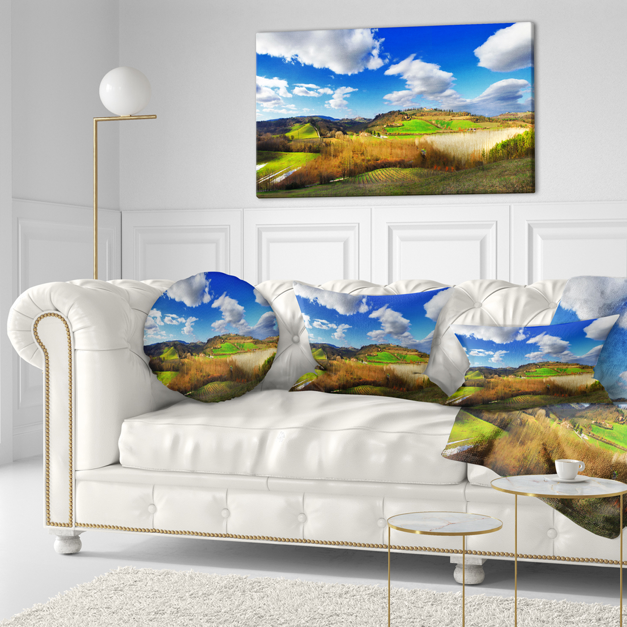 Designart Spectacular Toscana Panorama - Landscape Printed Throw Pillow - 12x20