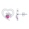 thumbnail image 3 of Rosec Jewels Heart Paw Stud Earrings with Pink Tourmaline and Diamond for Women, 925 Sterling Silver, 3 of 6