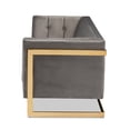 thumbnail image 6 of Baxton Studio Ambra Glam and Luxe Grey Velvet Fabric Upholstered and Button Tufted Sofa with Gold-Tone Frame, 6 of 12