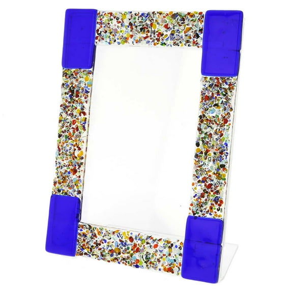 GlassOfVenice Murano Glass Klimt Photo Frame - Blue 4X6 Inch