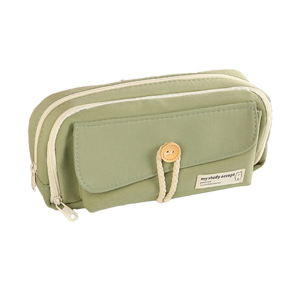Pencil Case Large Capacity 3-Layer Canvas Student Stationery Storage Bag
